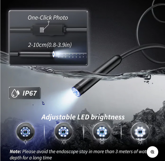 Waterproof Endoscope Camera with Light for iOS & Android Inspection
