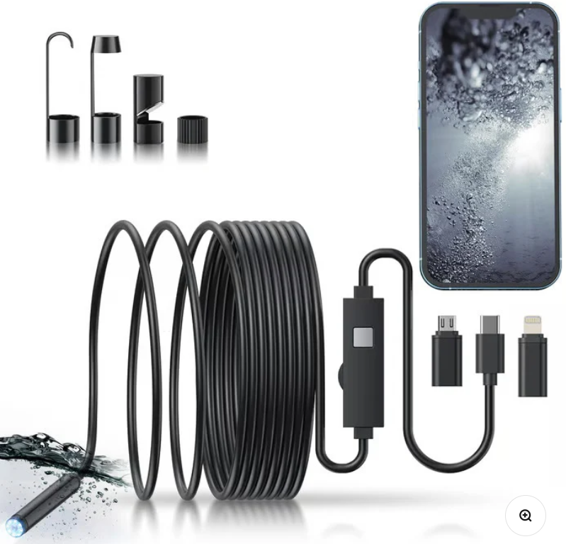 Waterproof Endoscope Camera with Light for iOS & Android Inspection